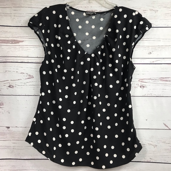 Express Tops - Black and white polka dot top Express Tops - Black and white polka dot top